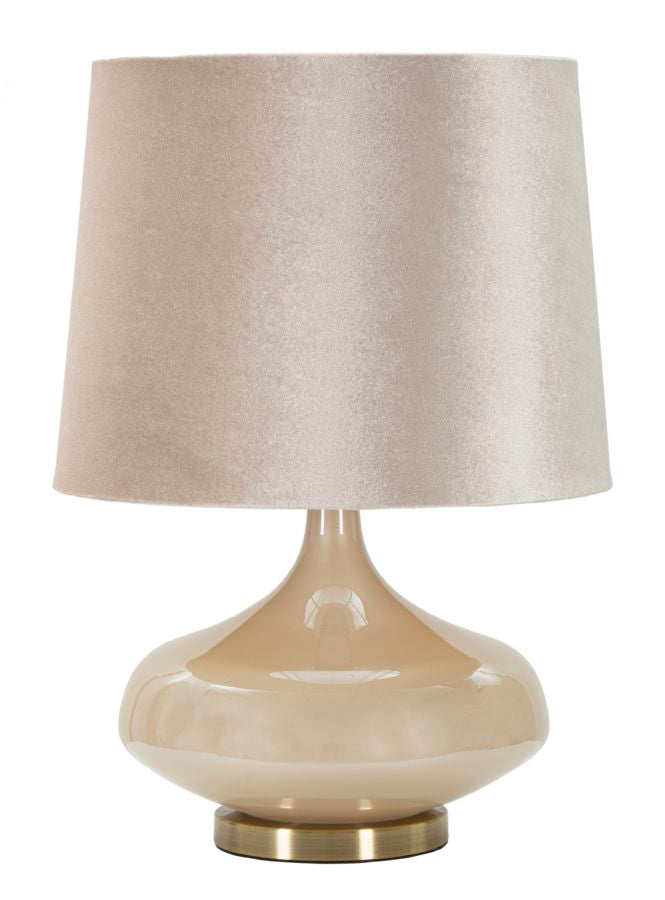Bordlampe i glas, jern og stof  -  35x50x5 cm
