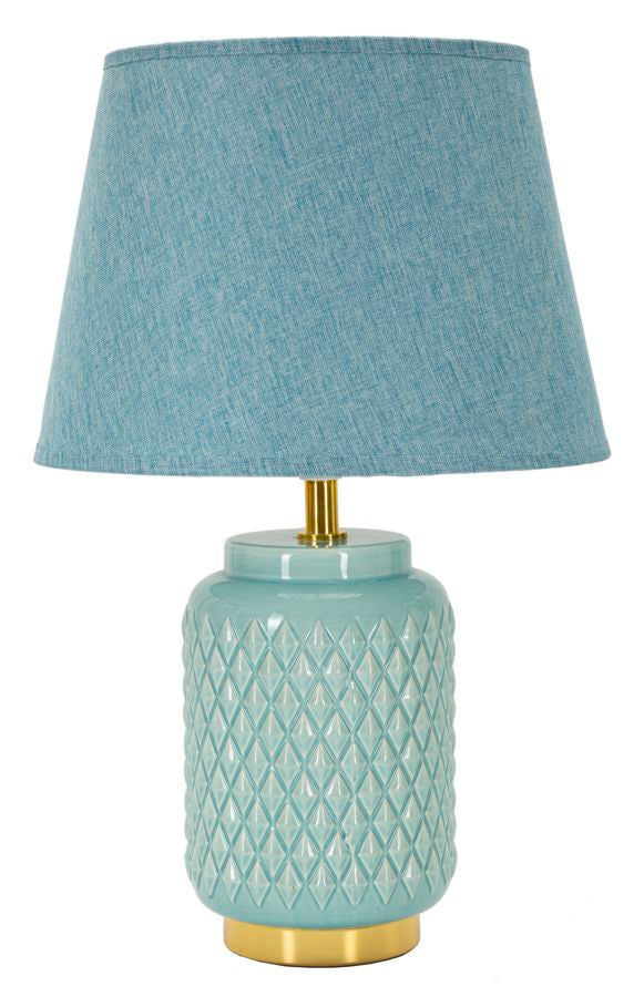 Moderne bordlampe i keramik, metal og stof  -  28x44 cm