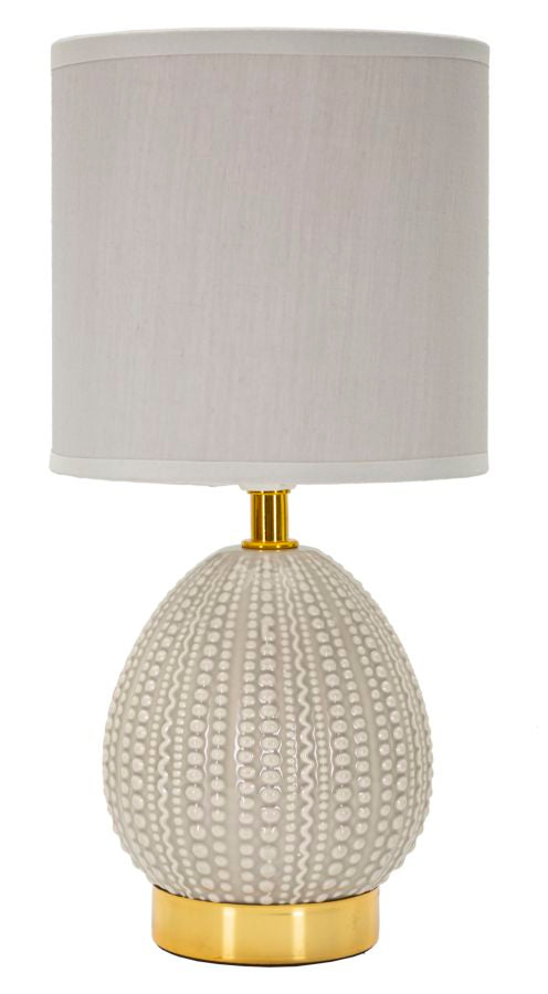 Bordlampe i keramik, jern og stof  -  15x30x5 cm