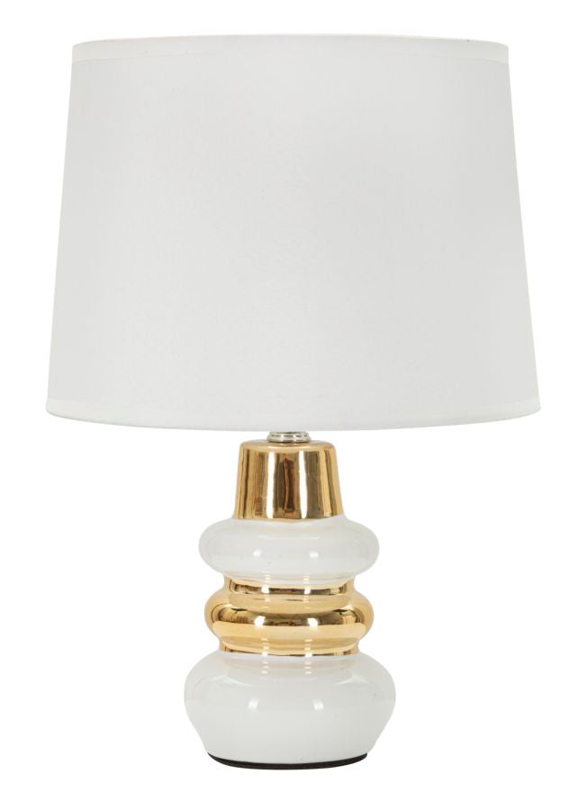 Glam bordlampe i keramik, jern og stof  -  23x32 cm