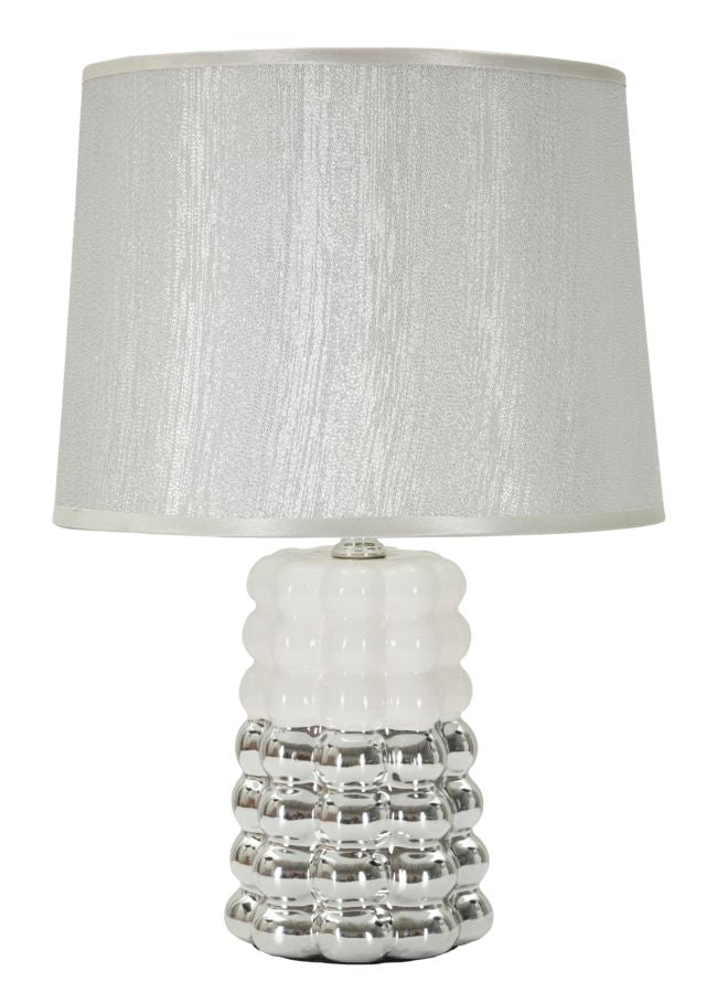 Glam bordlampe i keramik, jern og stof  -  23x33 cm