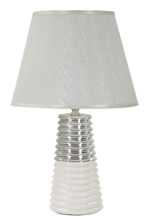 Glam bordlampe i keramik, jern og stof  -  25x41 cm