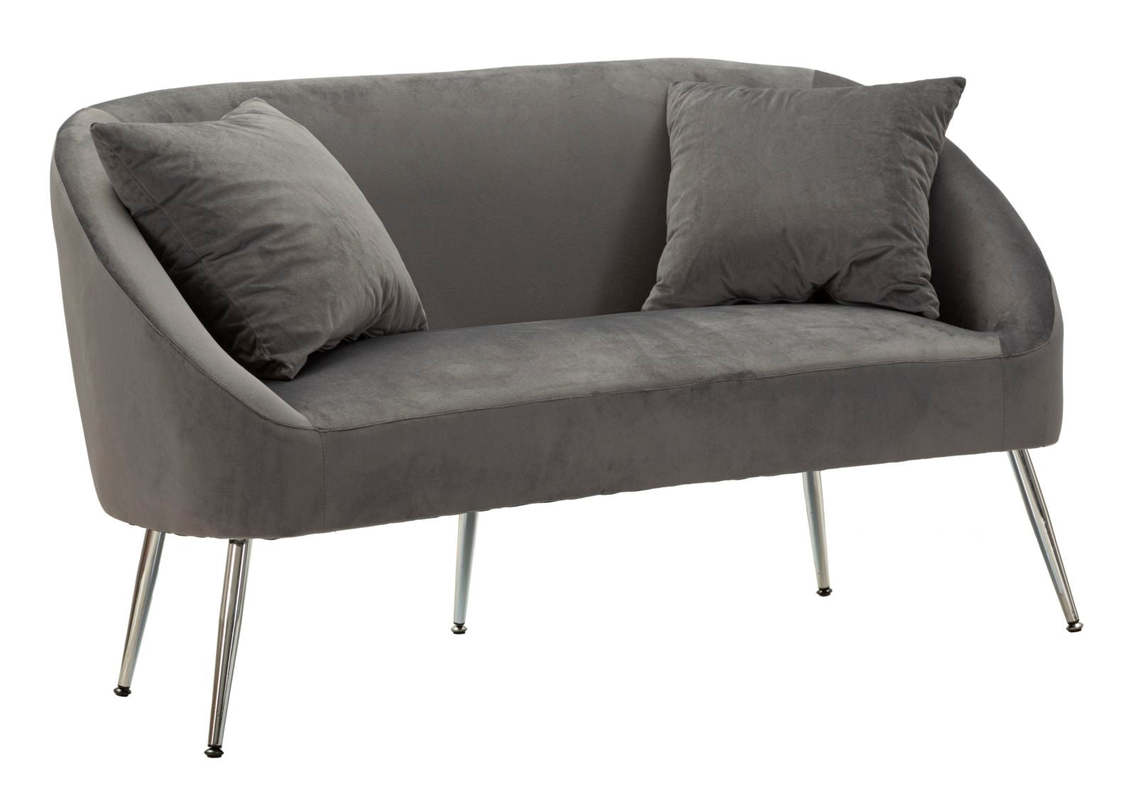 Glam sofa i sølv af fyrretræ træ, mdf, polyester og metal  -  137x69x79 cm