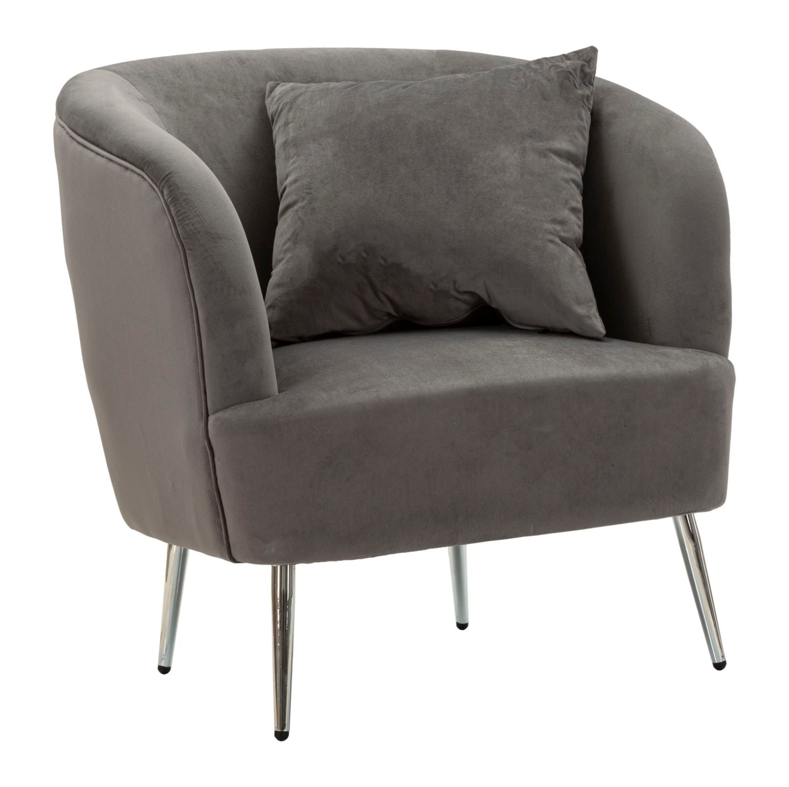 Glam stol i sølv af fyrretræ træ, mdf, polyester og metal  -  73x66x78 cm