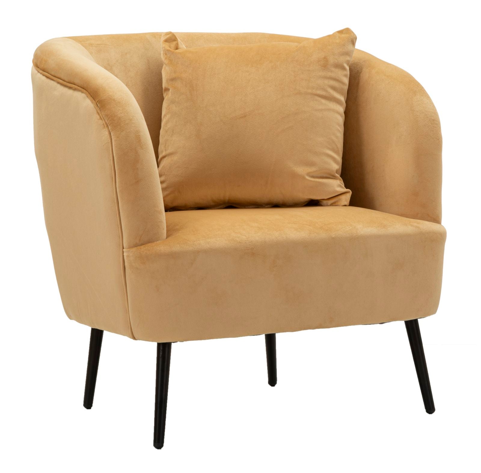 Glam stol i sort af fyrretræ træ, mdf, sponge, polyester og metal  -  73x66x78 cm