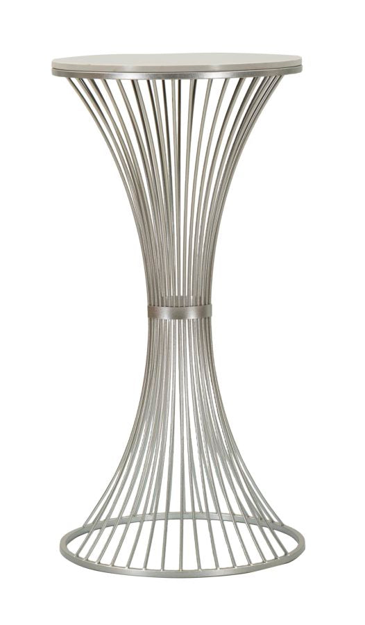 Glam bord i sølvfarve, metal og kunstig marmor  -  50x100 cm