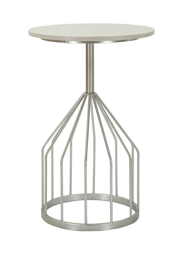 Glam bord i sølvfarve, metal og kunstig marmor  -   -  37x5x58 cm