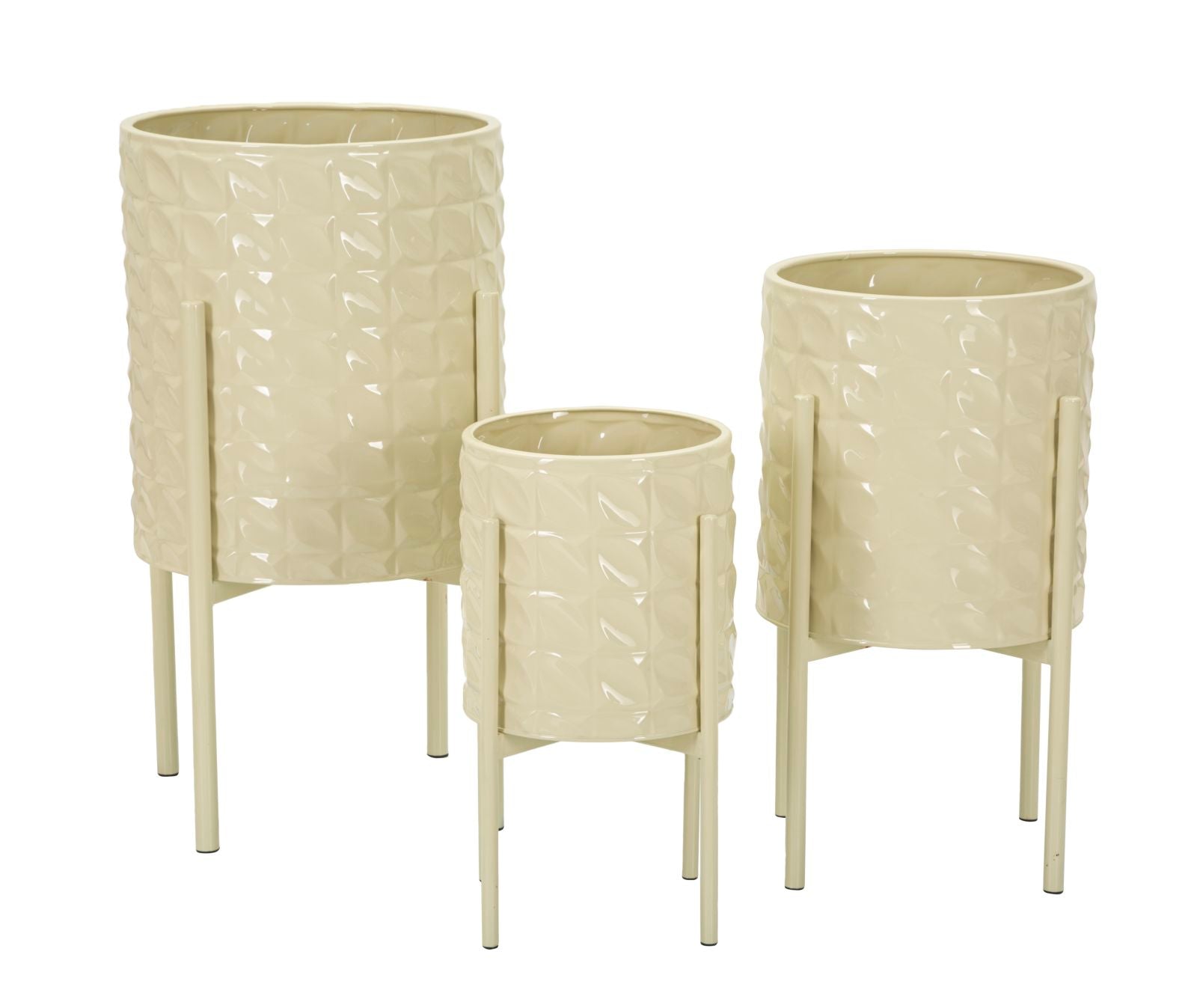 Sæt med vaser i creme-hvid, metal  -  36x56x5, 30x48x5, 24x37x5 cm