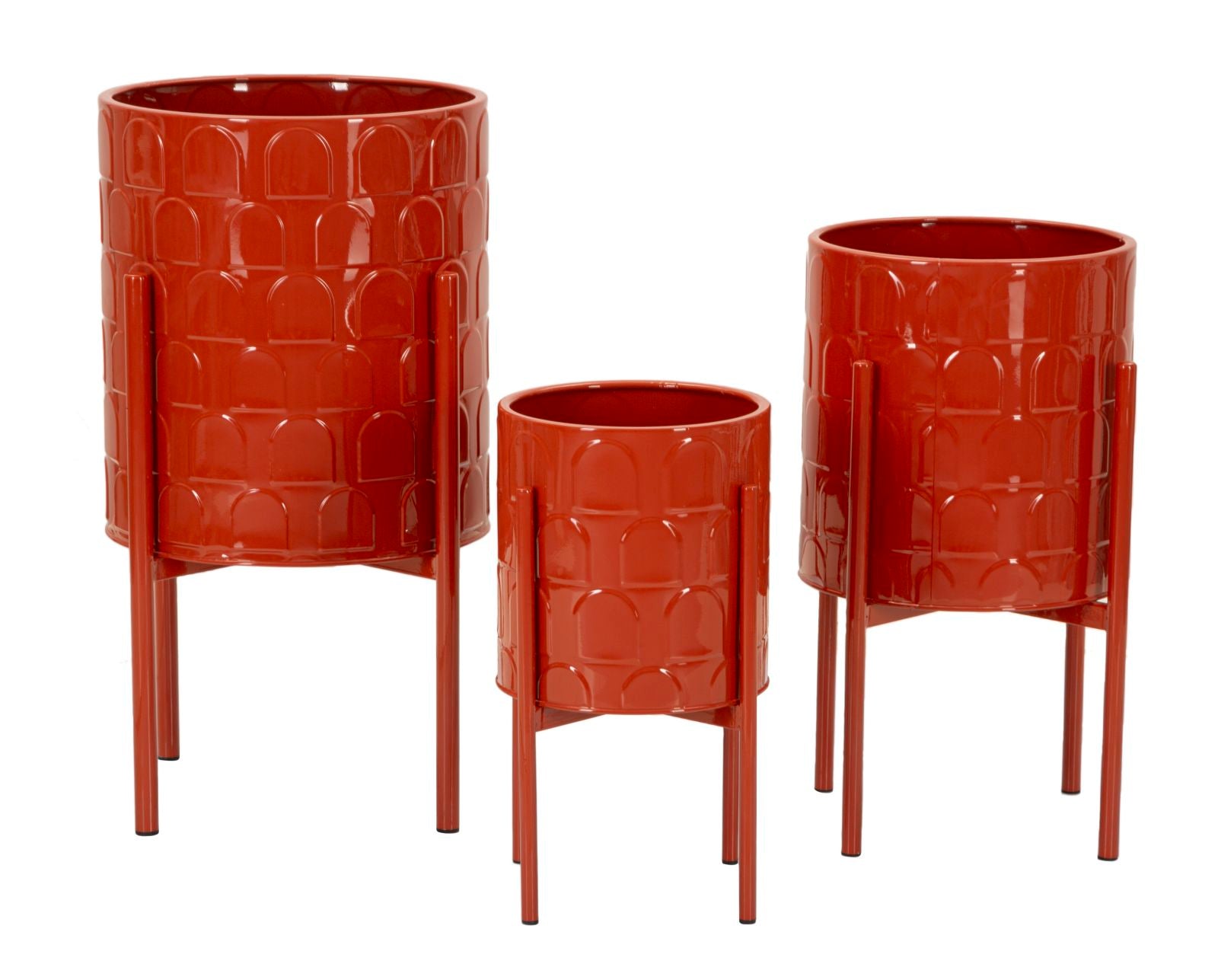 Sæt med vaser i rød, metal  -  36x56x5, 30x48x5, 24x37x5 cm