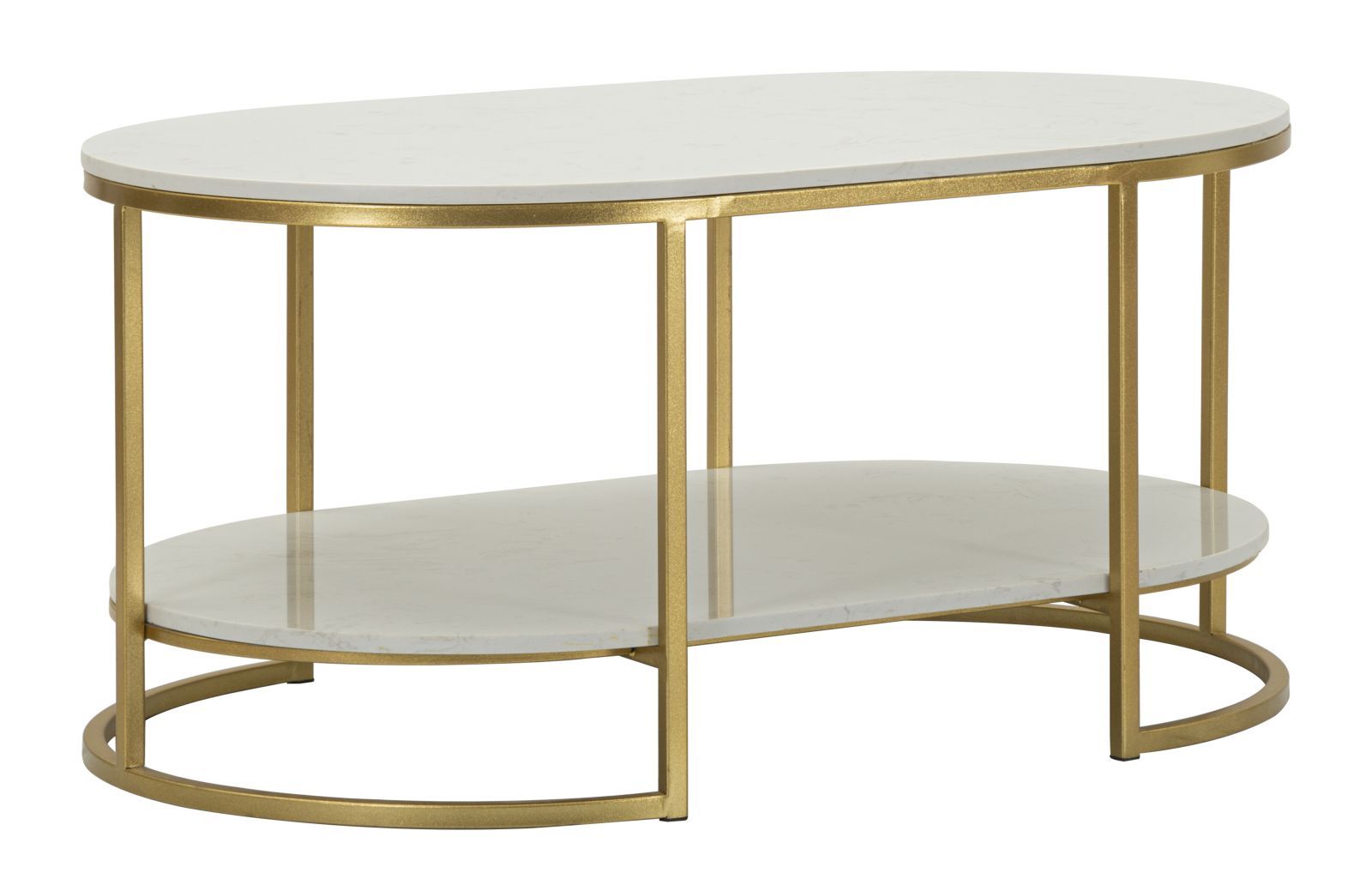 Glam bord i guldfarve, jern og marmor  -  90x60x45 cm