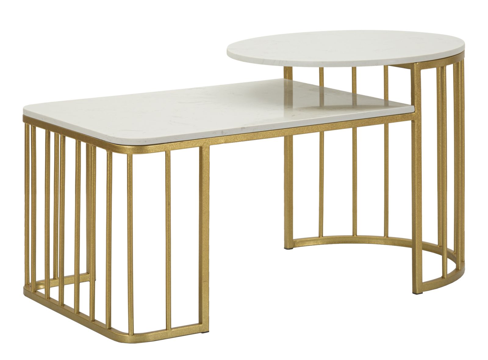Glam bord i guldfarve i jern og marmor  -  90x50x50 cm