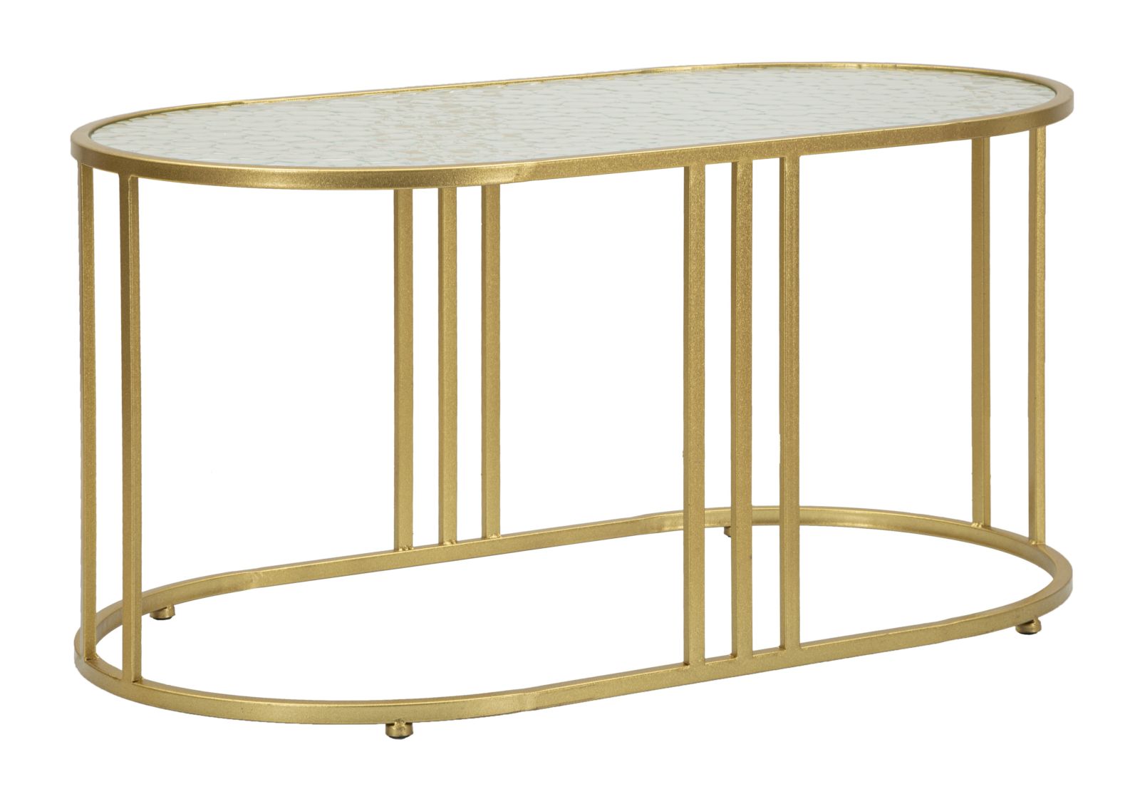 Glam bord i guldfarve i jern og glas  -  90x50x45 cm