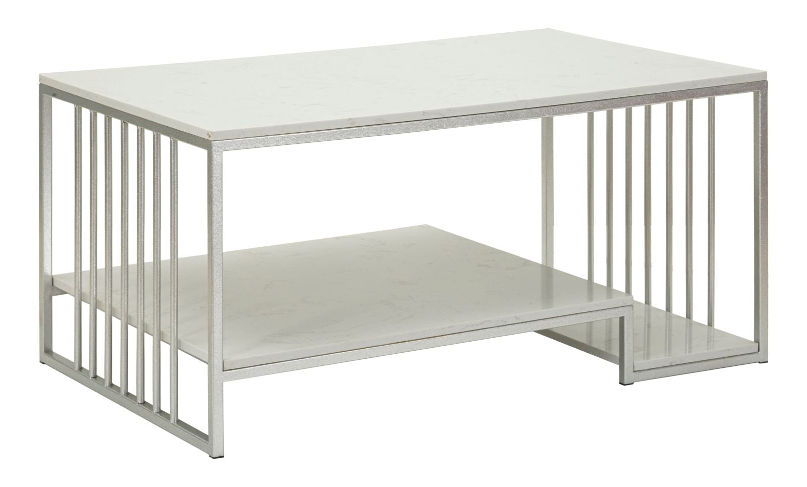 Glam bord i hvid, metal og kunstig marmor  -  90x60x45 cm