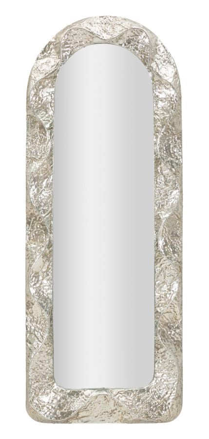 Glam spejl i sølvfarve, jern, spejl og mdf  -  61x6x5 39x135 cm