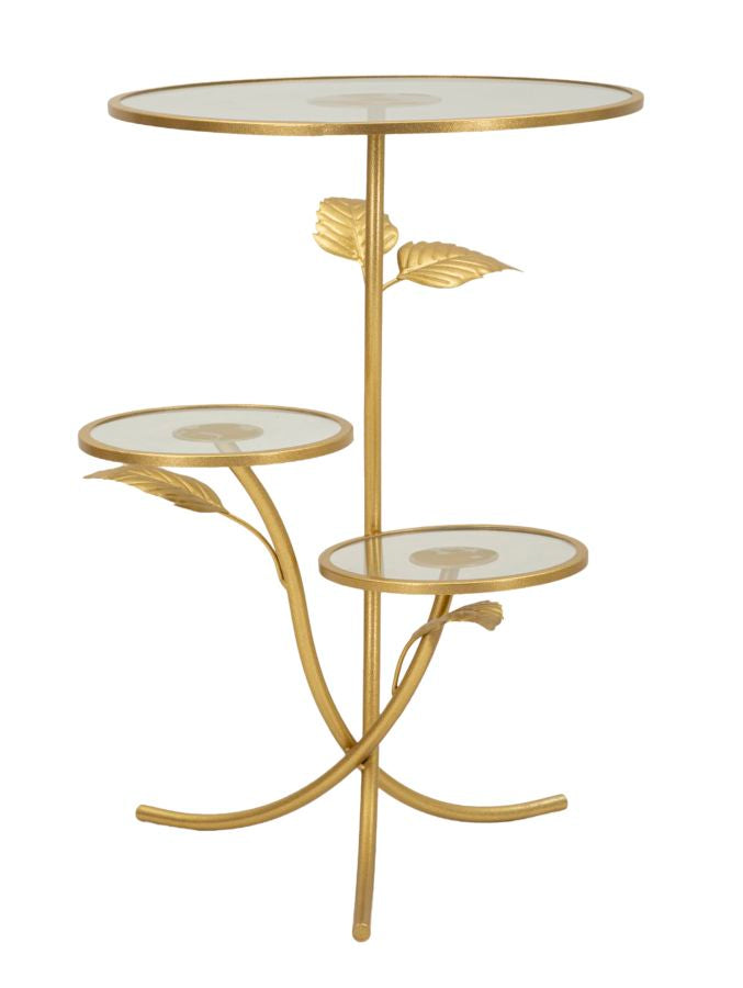 Glam bord i guldfarve, jern og glas  -  54x69x5 cm