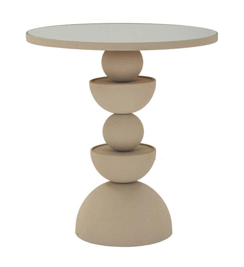 Bord i creme, jern og glas  -  45x49x5 cm