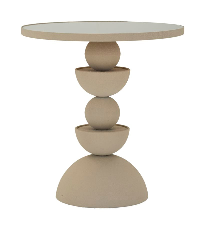 Bord i creme, jern og glas  -  40x5x42 cm