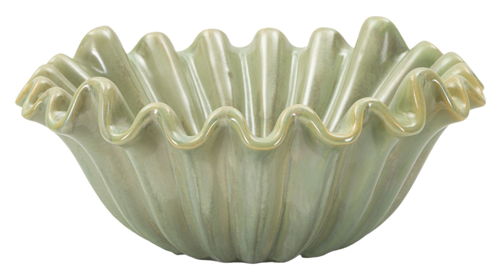 Moderne grøn fad i keramik   -  33x14x5 cm