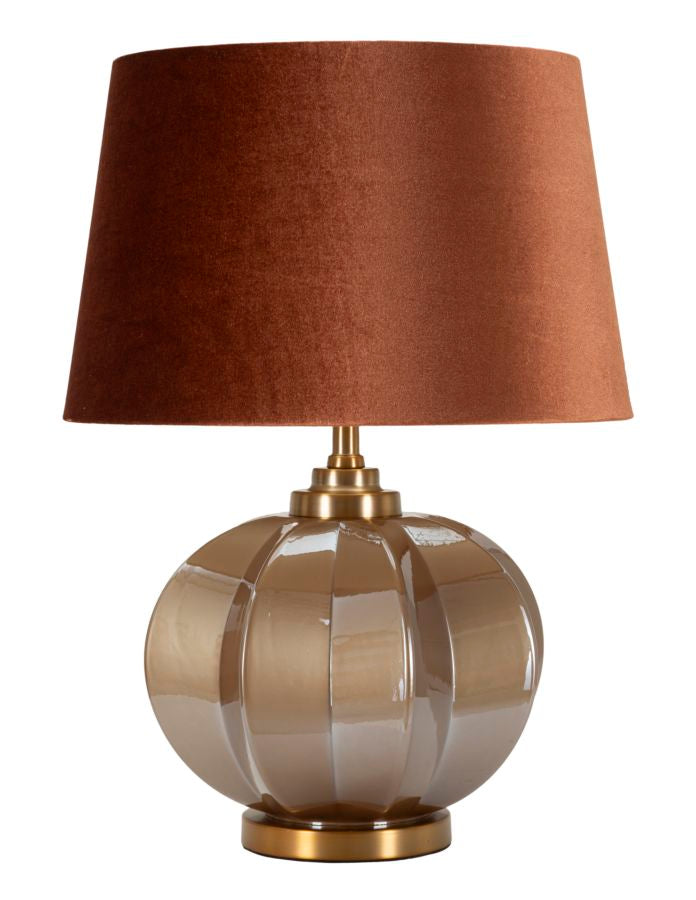 Glam bordlampe i guldfarve, glas, metal og stof  -  40x5x57 cm