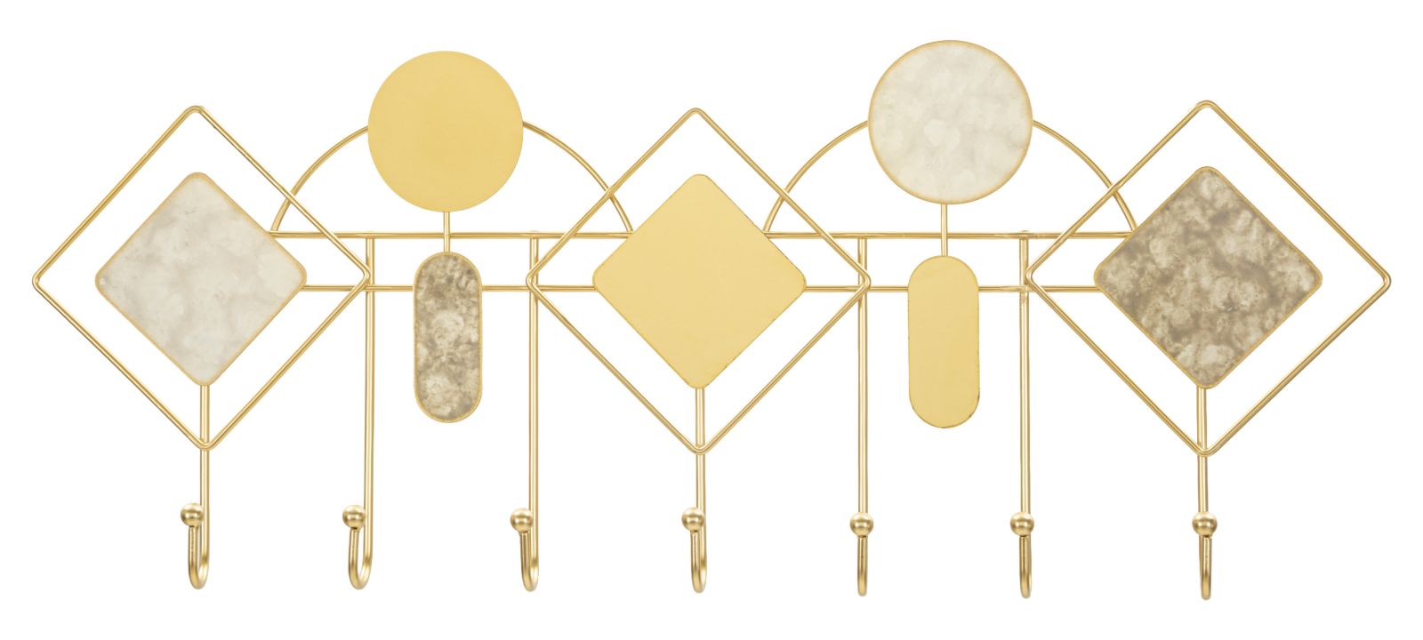 MONDAY WALL HANGER  -  Vægophæng i guld med spejldetaljer (66,6 x 4,5 x 27,5 cm)
