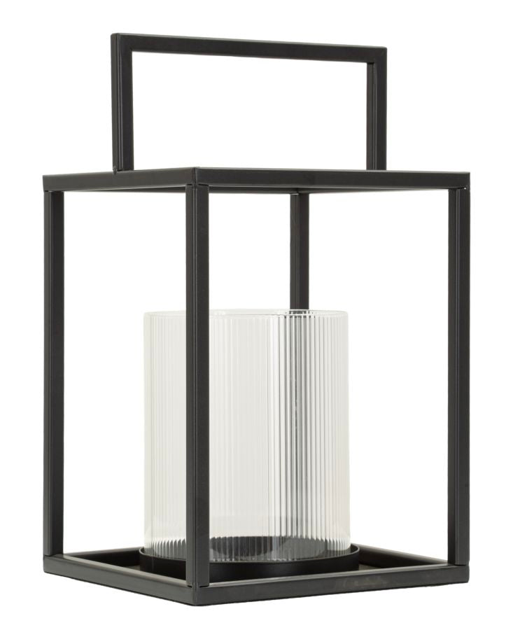 SIMPLY LANTERN OPEN  -  Sort lanterne med håndtag (Ø18 x 31 cm)