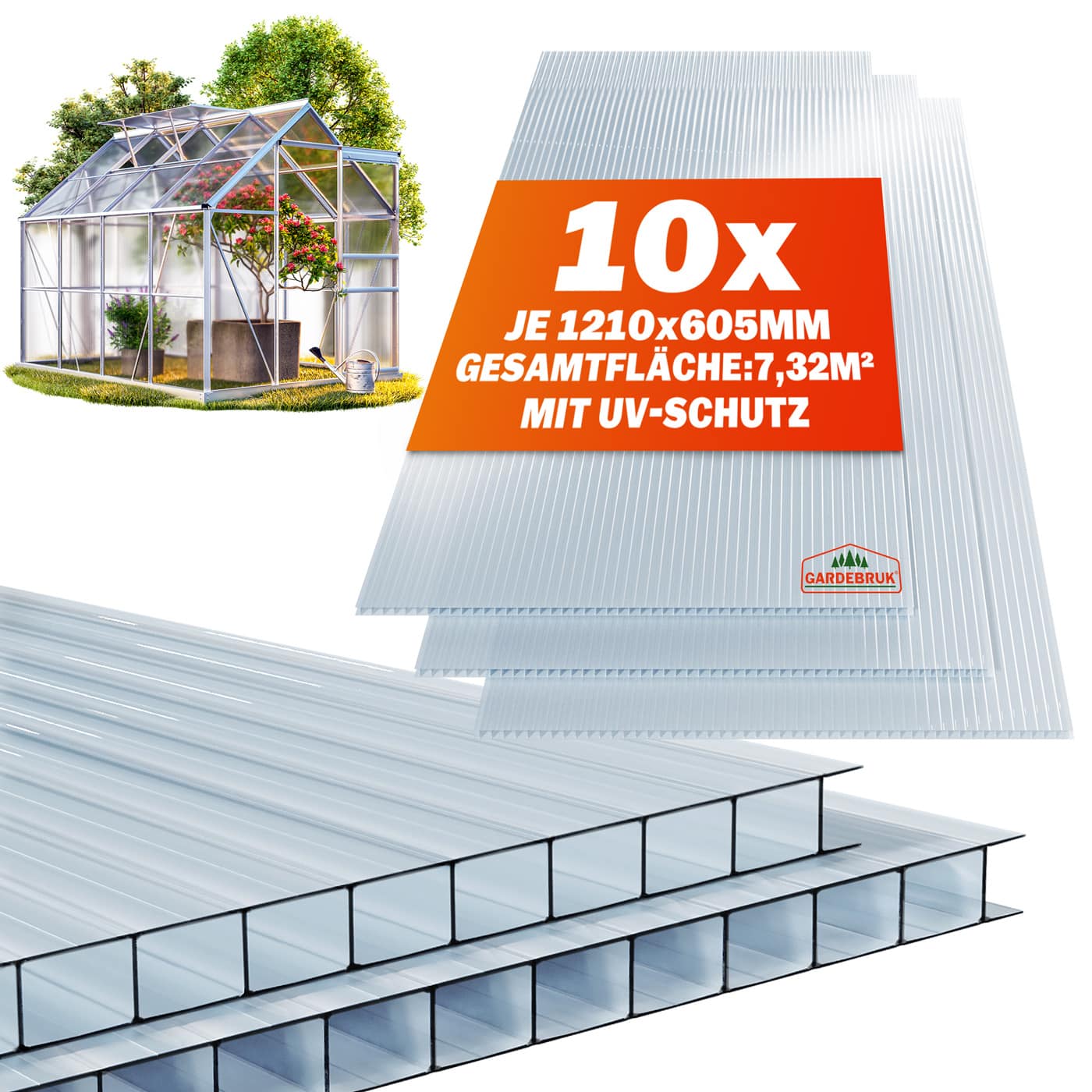 Hulkammer multiplader sæt med 10, Transparent 6mm 7,32mÂ²