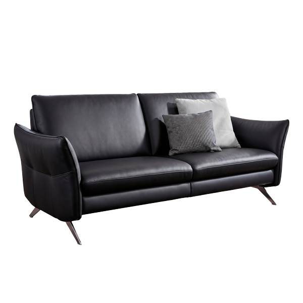 Himolla 6902 2 pers. sofa i sort læder - Justerbar ryg og skammel  : Erling Christensen Møbler