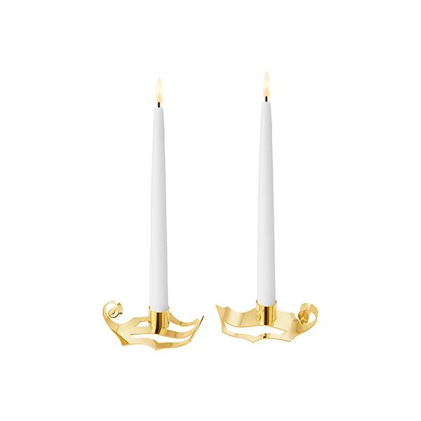 Georg Jensen 2026 Kertelysestager, 2 stk - Forgyldt  : Erling Christensen Møbler