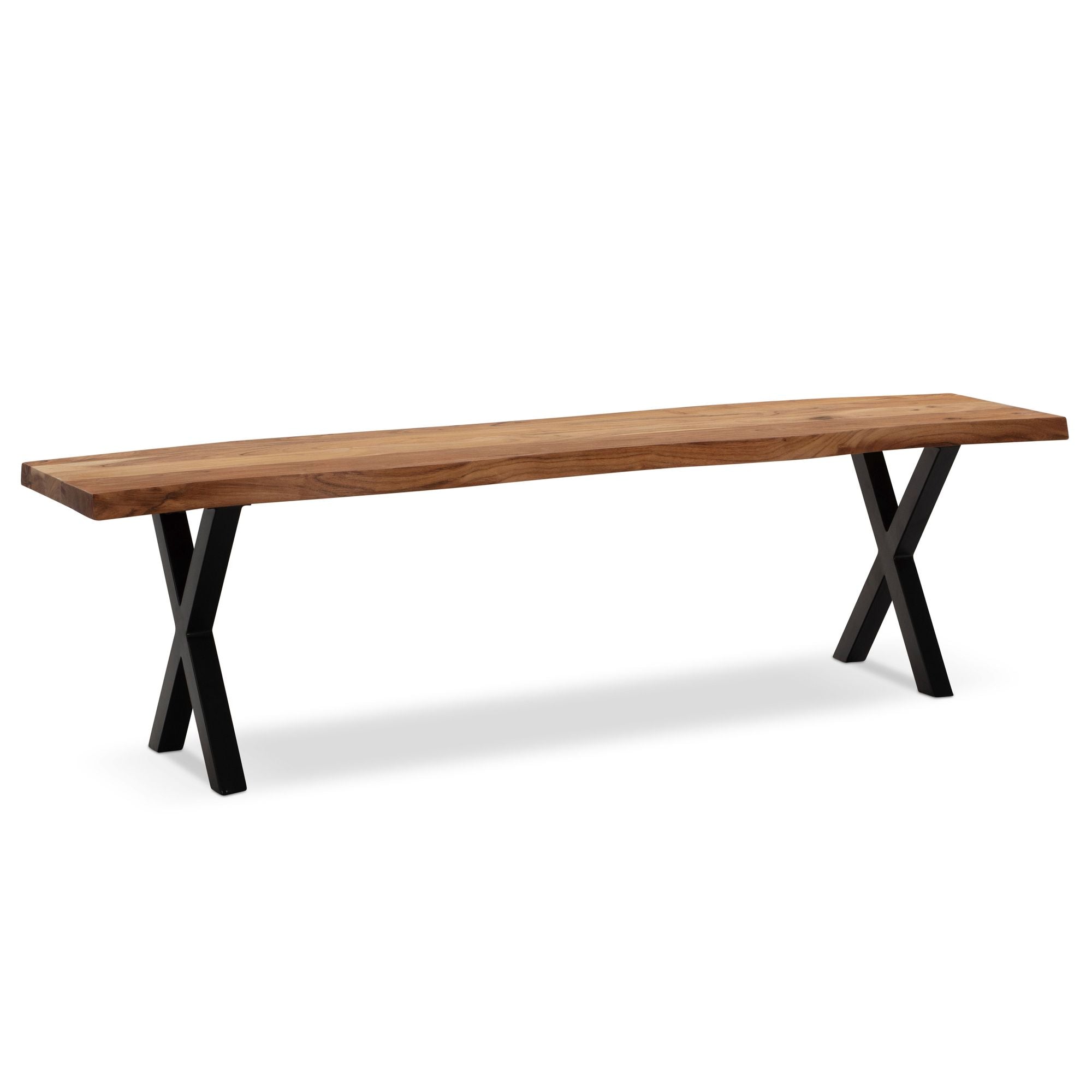 Spisebænk 180x40x45,5 cm massivt akacietræ / metal med trækant