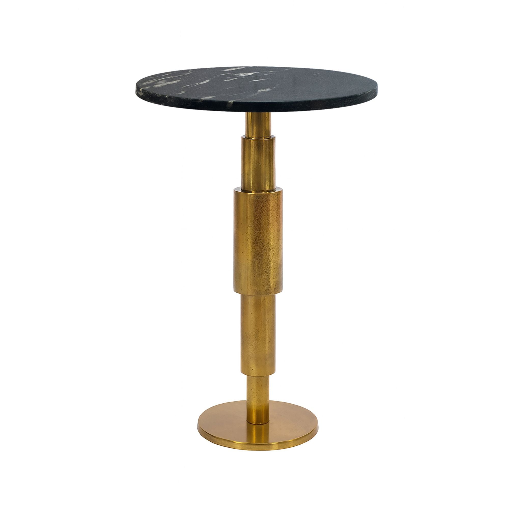 Sidebord marmor rundt 59 cm dekorativt bord med marmorbordplade sort - designer dekorativt bord med aluminiumsramme, håndlavet