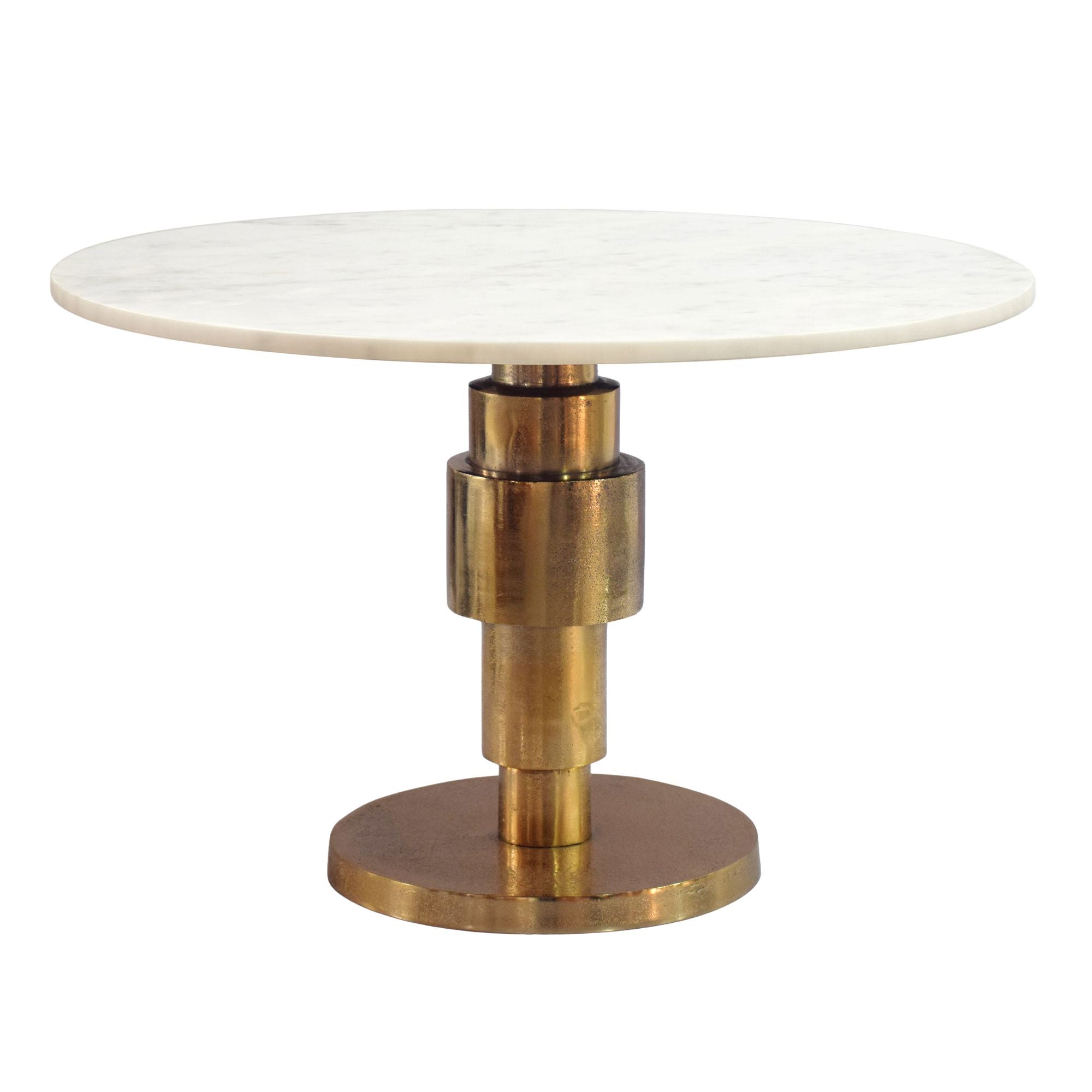 Rundt Sofabord 60 cm i Guld Aluminium med Hvid Marmorbordplade  -  Moderne Designbord