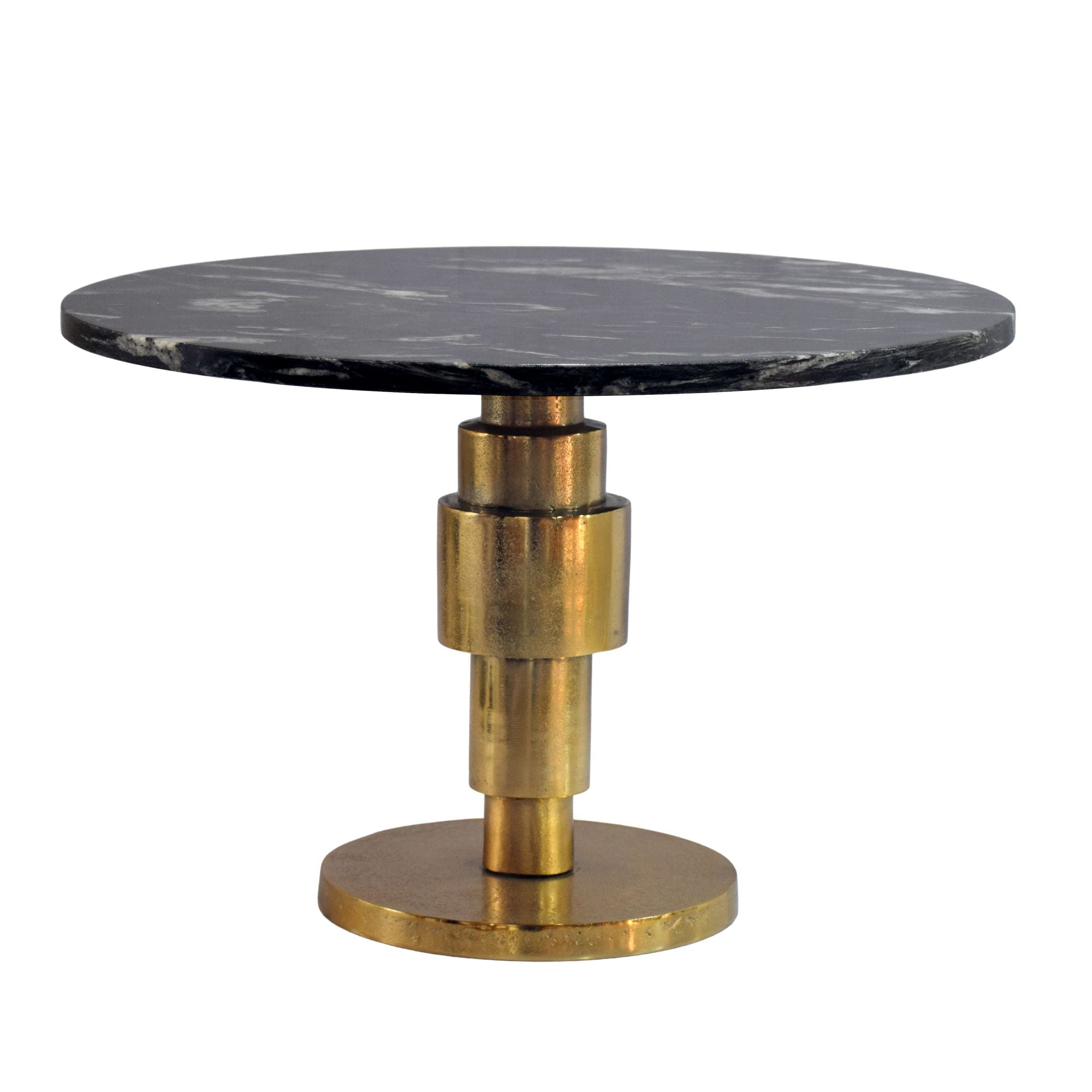 Rundt Sofabord 60 cm i Guld Aluminium med Sort Marmorbordplade  -  Moderne Designbord