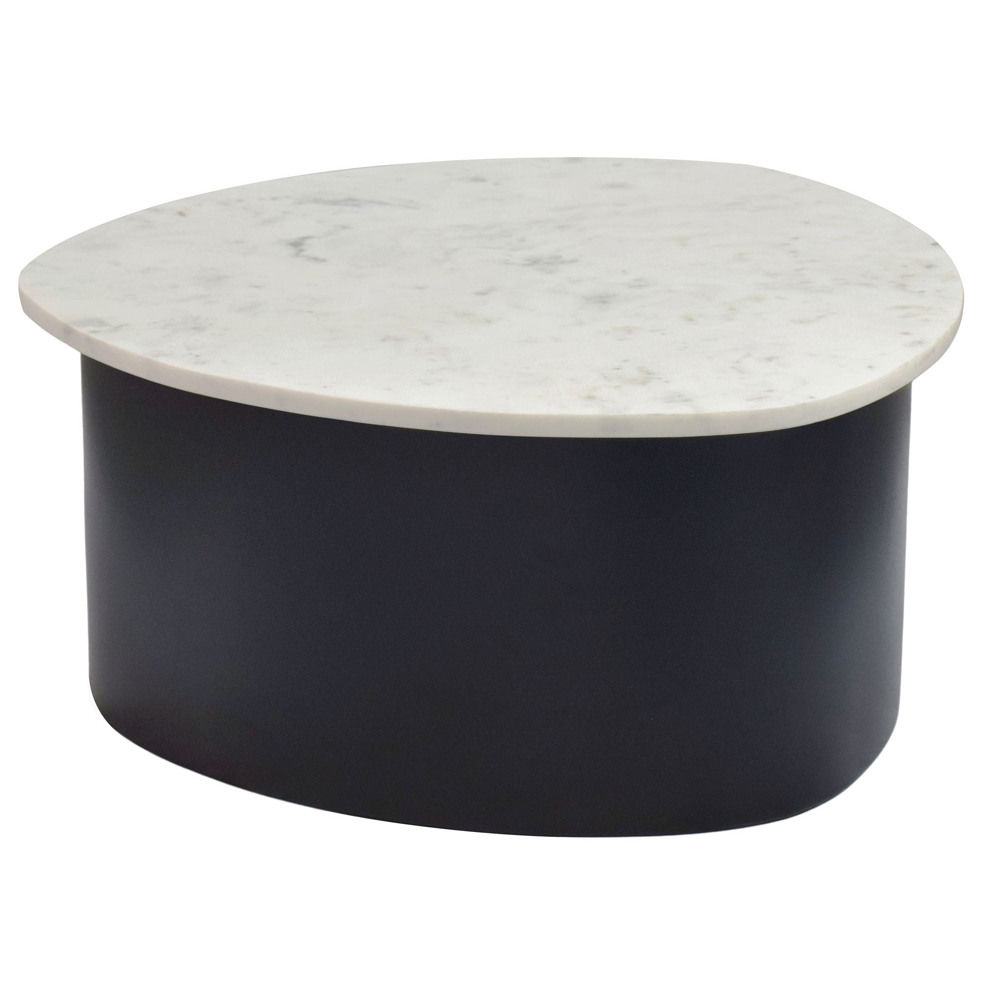 Sofabord 63 cm med Hvid Marmorbordplade  -  Sort Aluminium i Organisk Design