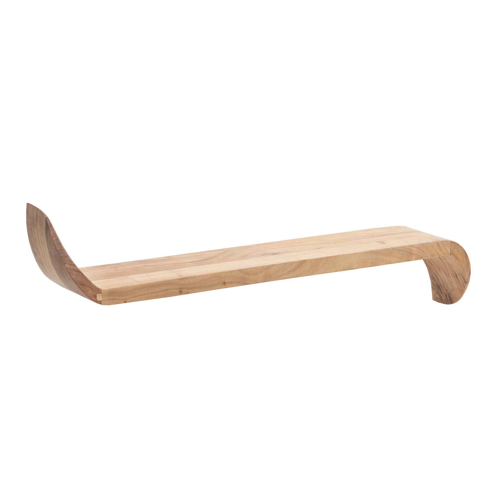 Mango vægreol i massivt træ 80 cm Â· Hængende stativ med buede ender Â· Håndlavet svævende hylde i moderne design Â· Hylde i ægte træ