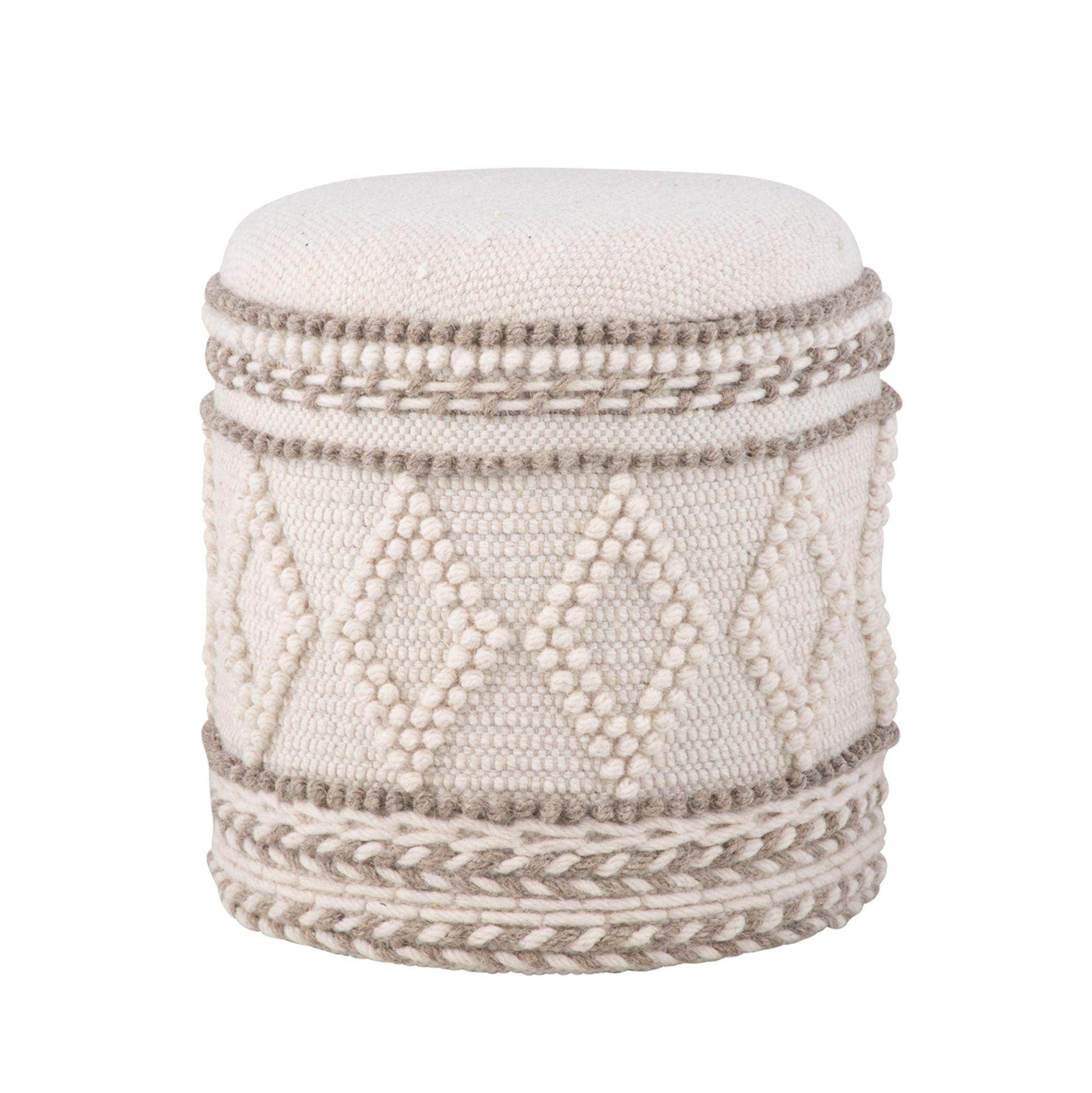Opbevaringsskammel  -  Ø 40 x H 45 cm, rund stofopbevaringsskammel med boho-design
