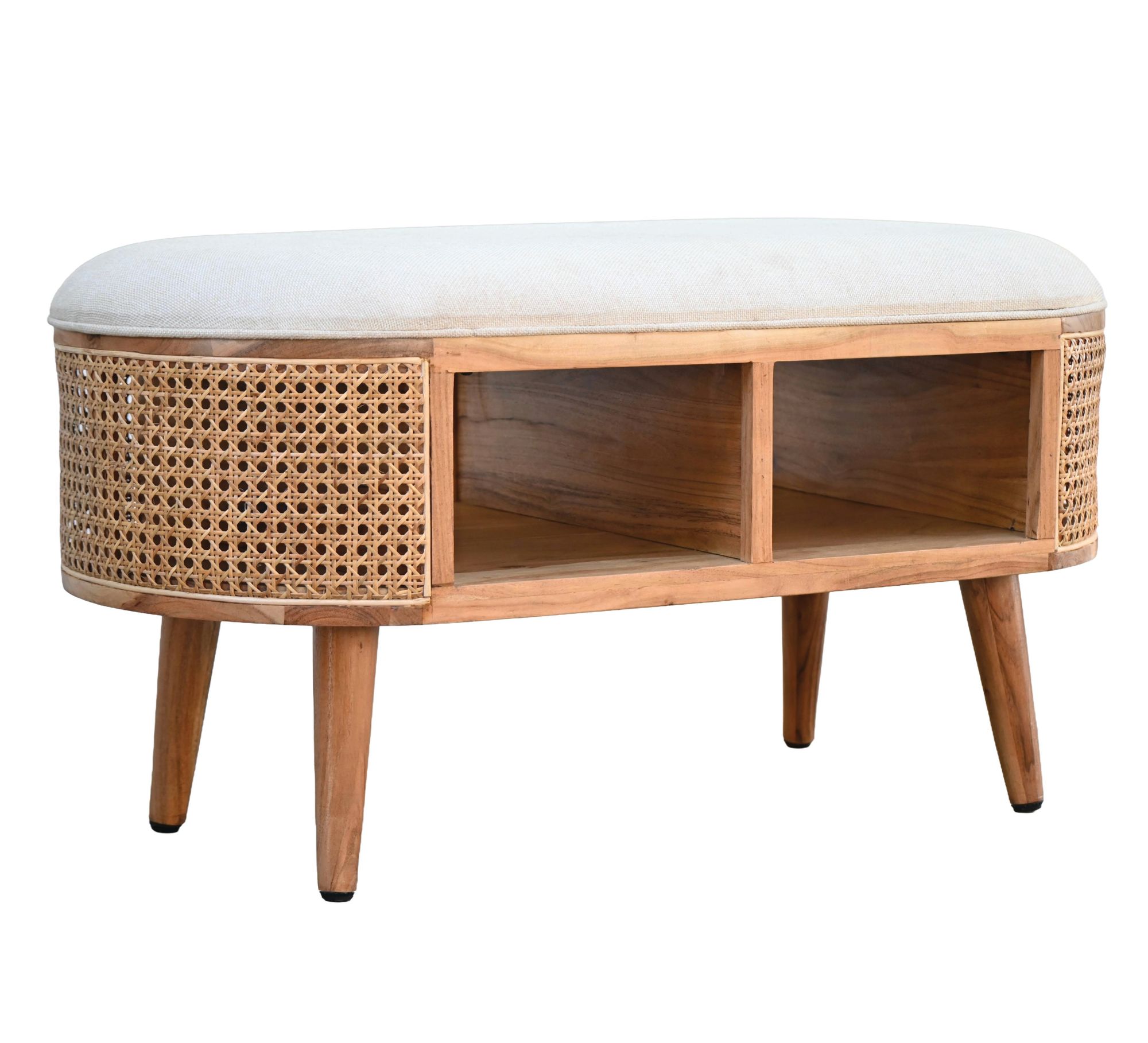Polstret Bænk 90 cm med Wienerflet  -  Retro Entrébænk i Håndlavet Design