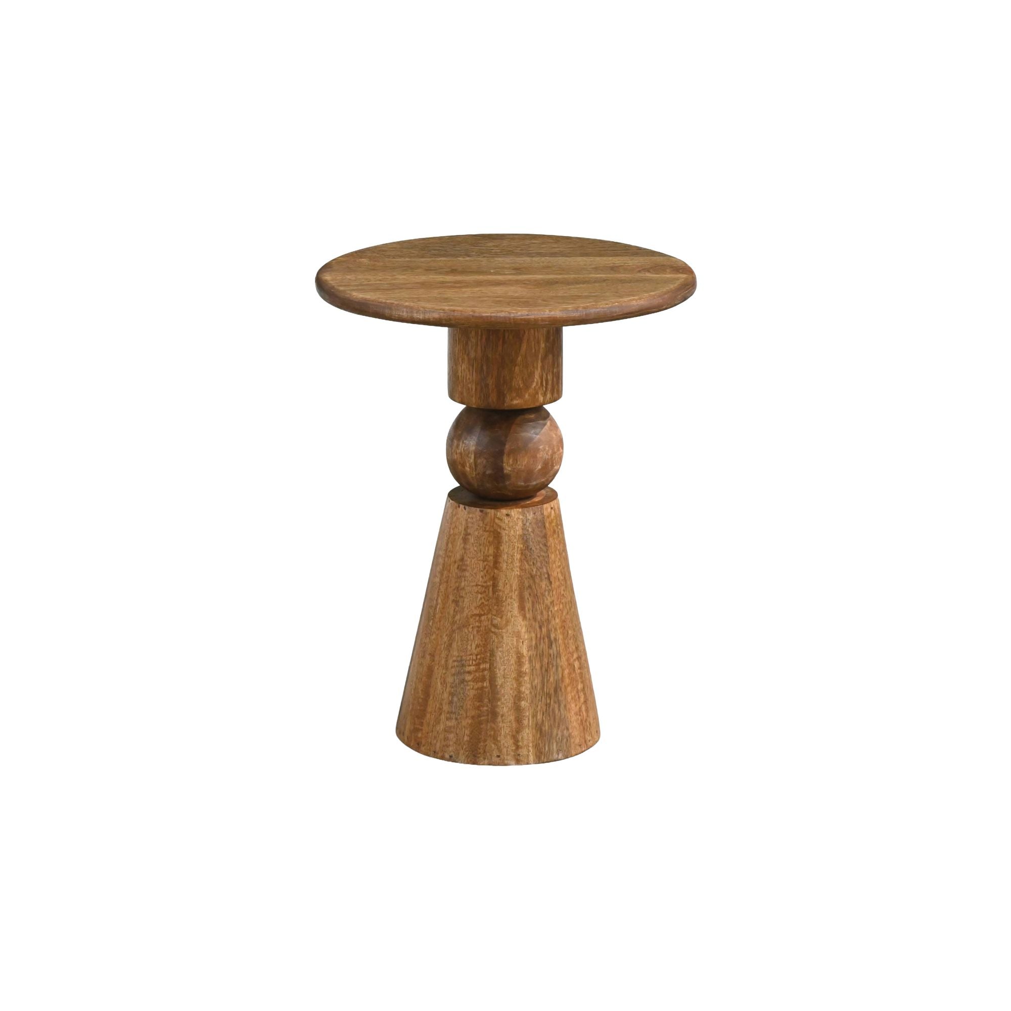 Rundt Sidebord 35 cm i Massivt Mangotræ - Brunt Naturligt Designbord
