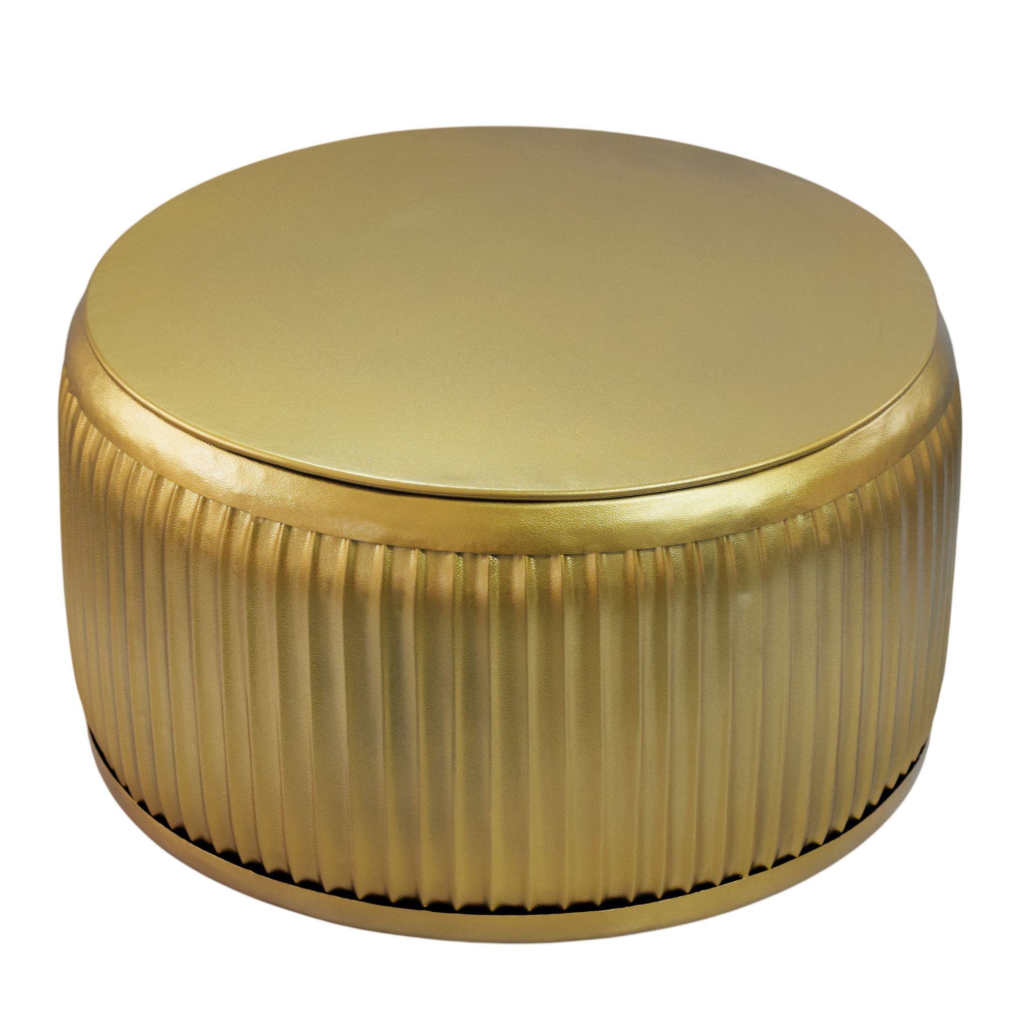 Rundt Sofabord 60 cm i Guld Metal med Aftagelig Bordplade  -  Designbord med Opbevaring