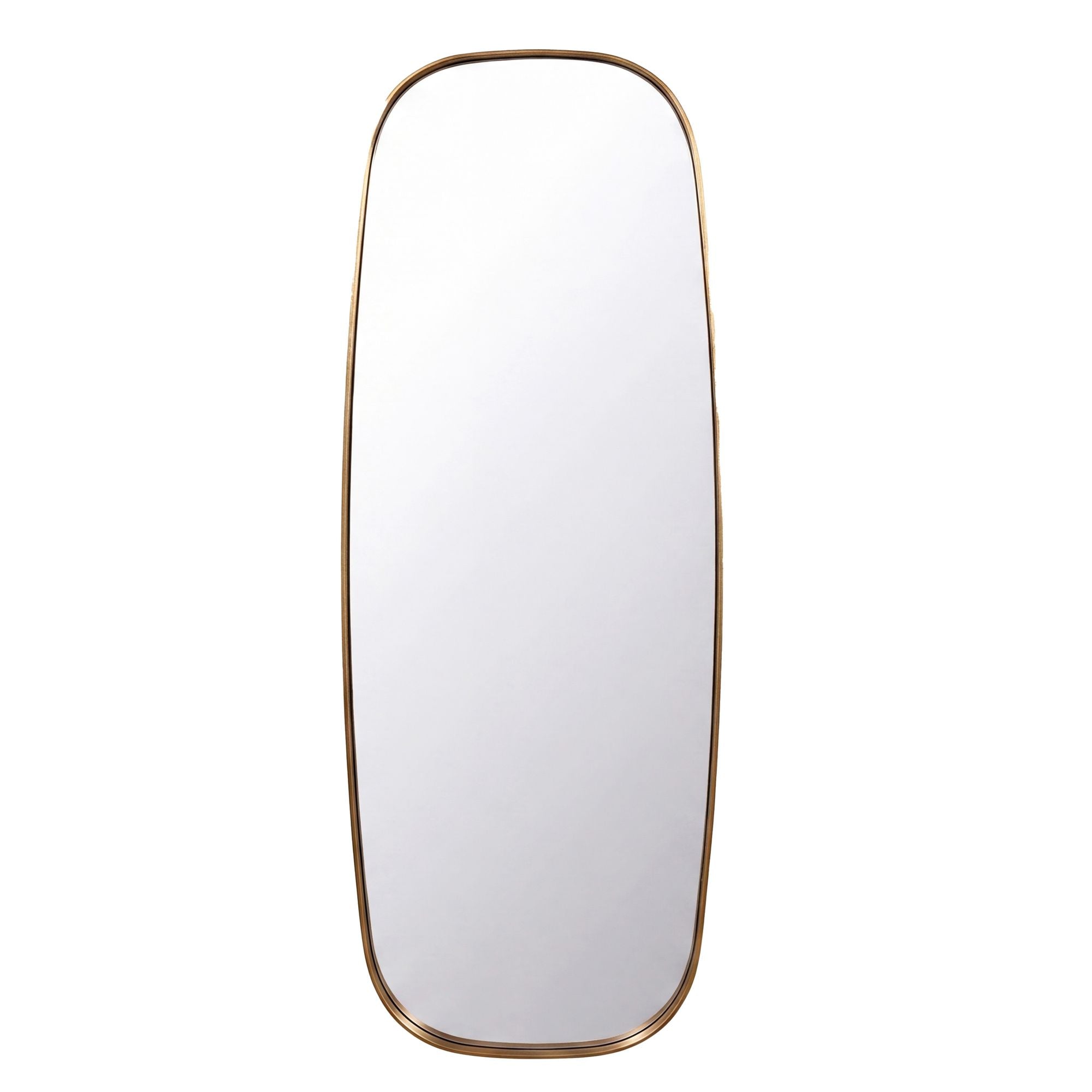 Oval Vægspejl 122x46 cm i Guld  -  Stort Designspejl med Metalramme