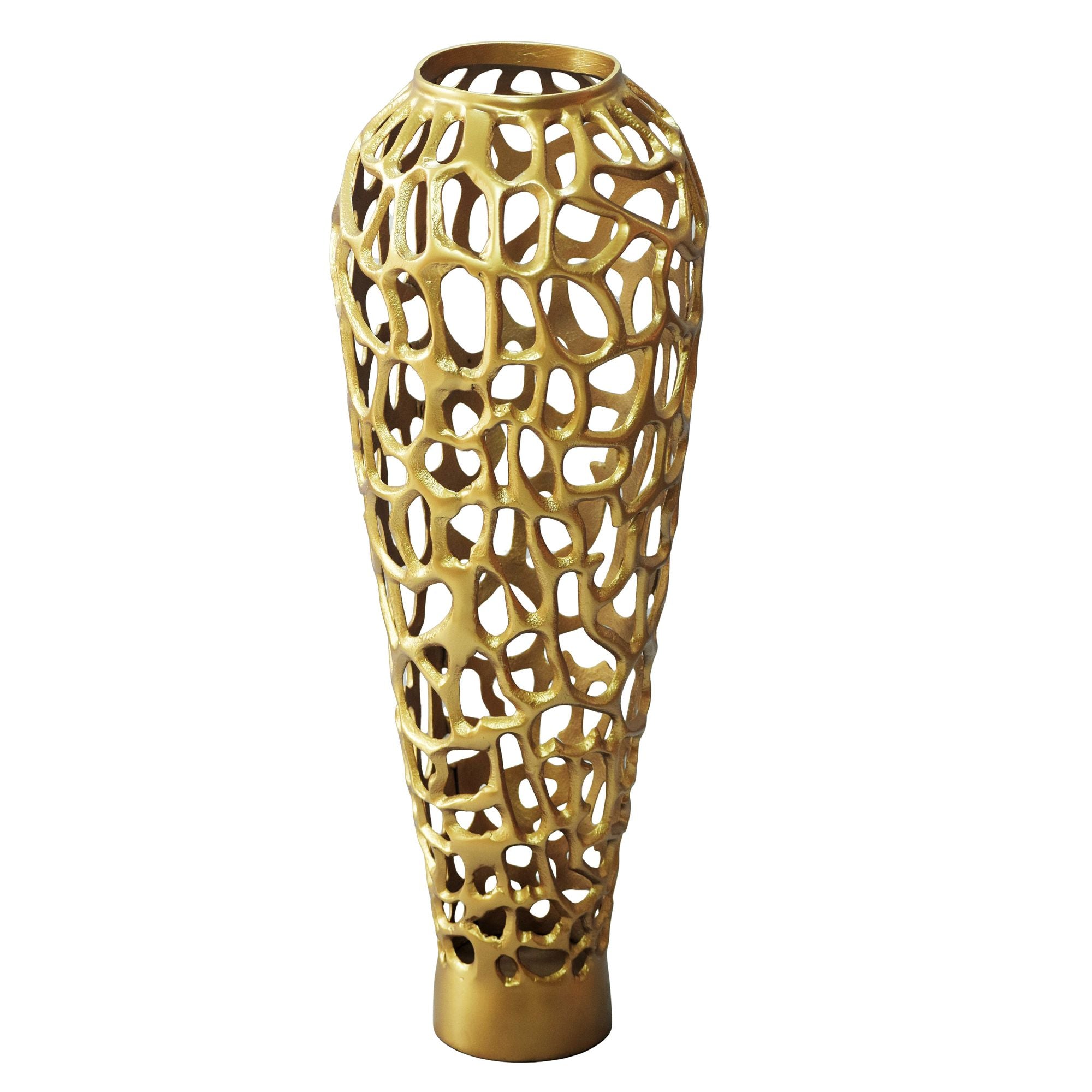 Stor Gulvvase 85 cm i Guld Aluminium  -  XXL Designvase i Metal til Tørrede Blomster