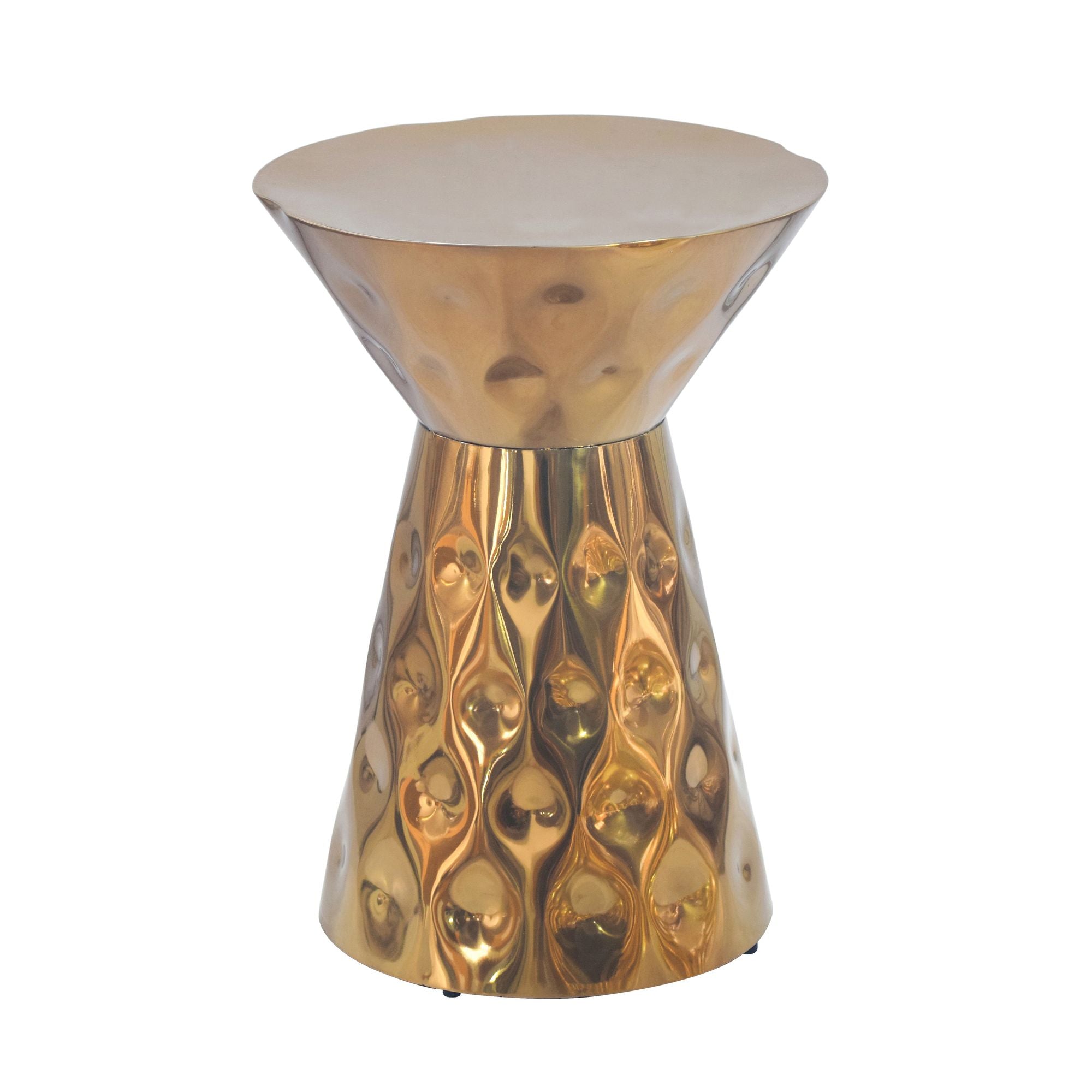 Rundt sidebord i aluminium - Ø36 cm - Guld - Håndlavet