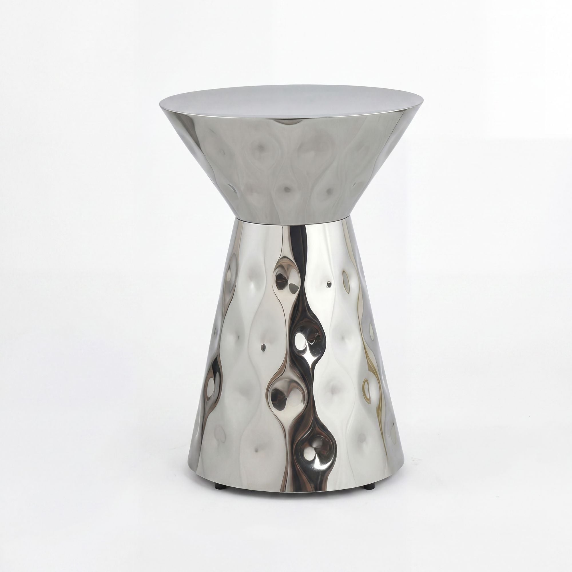Rundt sidebord i aluminium - Ø36 cm - Sølv - Håndlavet