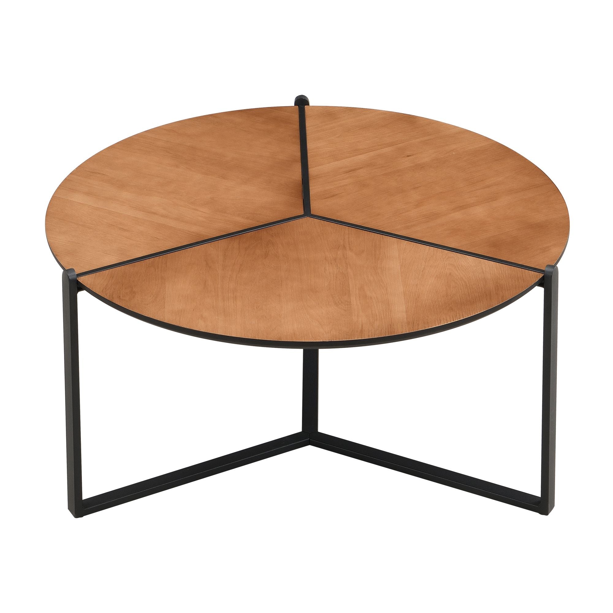 Rundt sofabord med MDF-bordplade i trælook - Ø80 cm - Metalstel