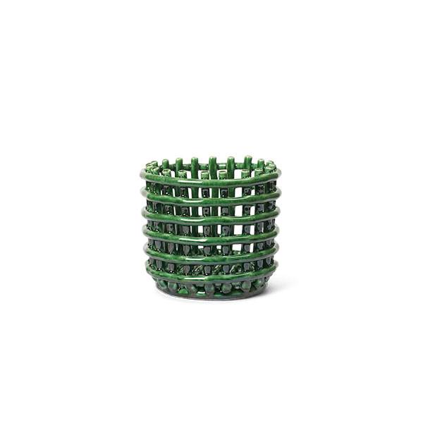 Ferm Living Ceramic basket, small - Emerald green  : Erling Christensen Møbler