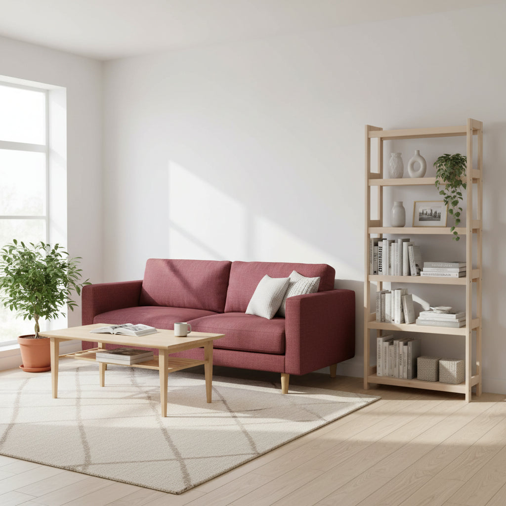 Bogreol i bøgetræ, 6 hylder,, 165x70x25 cm
