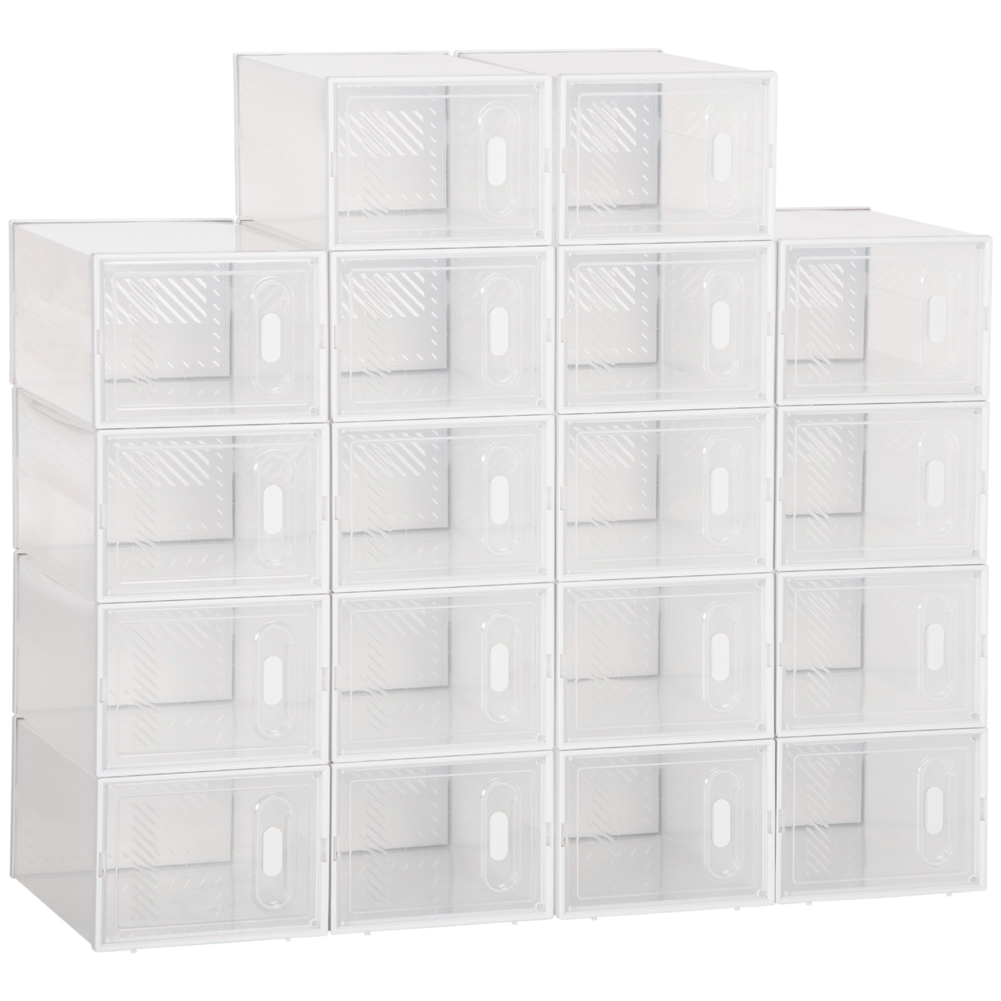 Modulært reolsystem med 18 rum, boltfri reol, 25 cm x 35 cm x 19 cm, transparent