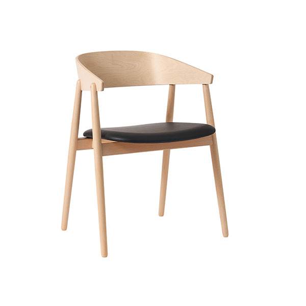 Andersen Furniture AC2 spisebordsstol i bøg - hvidpig. mat lak m/sort lædersæde  : Erling Christensen Møbler