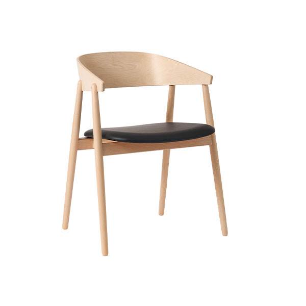 Andersen Furniture AC2 spisebordsstol i bøg - hvidpig. mat lak m/sort PU lædersæde  : Erling Christensen Møbler
