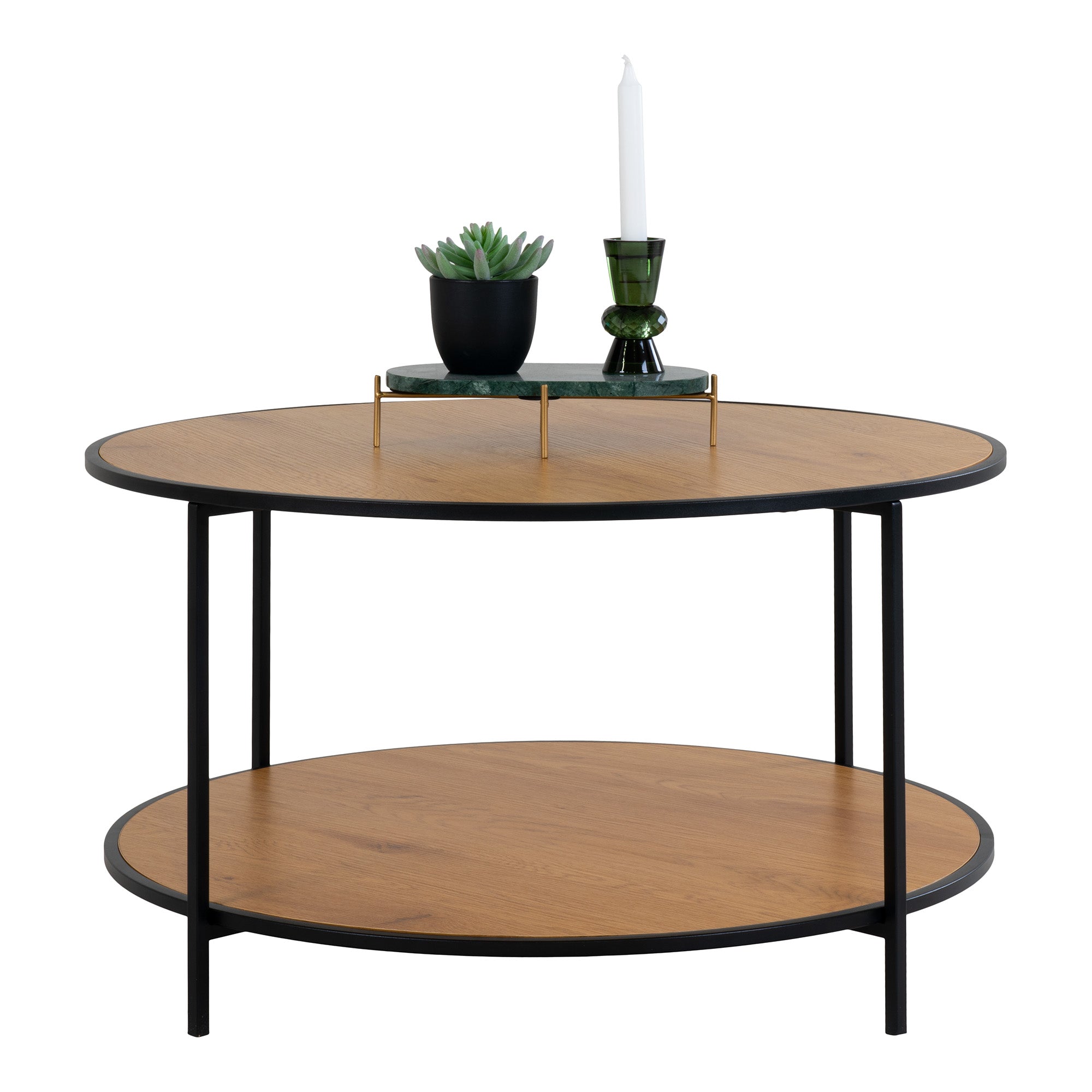 Vita Sofabord, egetræslook med sorte ben, Ø80x45 cm