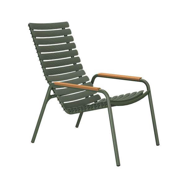 HOUE ReCLIPS loungestol m. bambus - Olive Green  : Erling Christensen Møbler